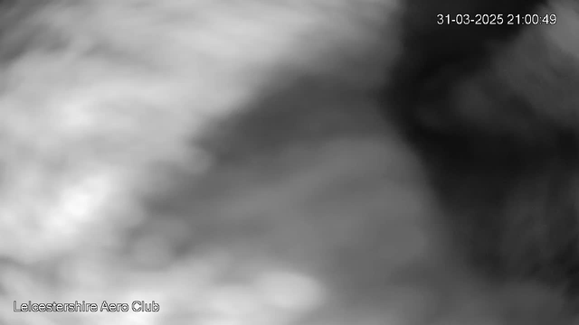 A blurred, monochrome image with indistinct shapes and patterns, suggesting a lack of clarity. The bottom left corner displays the text "Leicestershire Aero Club," while the top right corner indicates a timestamp of "31-03-2025 21:00:49."
